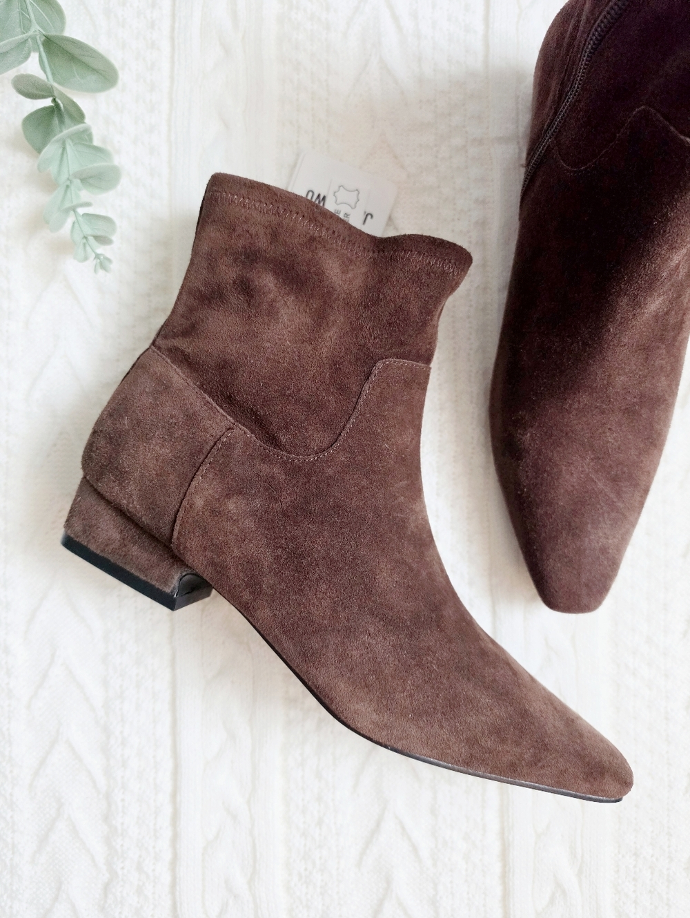 Jason Wu Genuine Leather Suede Booties Clip Pointed Toe Zipper Brown NWT 8.5 - Picture 14 of 17